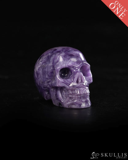 1.2’’ Russian Charoite Hand Carved Gem Skull Skullis Realistic - 9900372 - Tiny Gemstone Skull