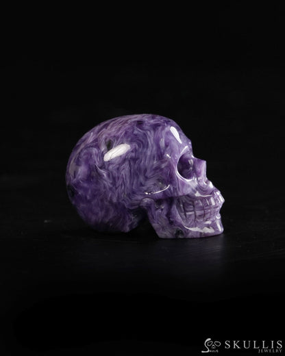 1.2’’ Russian Charoite Hand Carved Gem Skull Skullis Realistic - 9900372 - Tiny Gemstone Skull