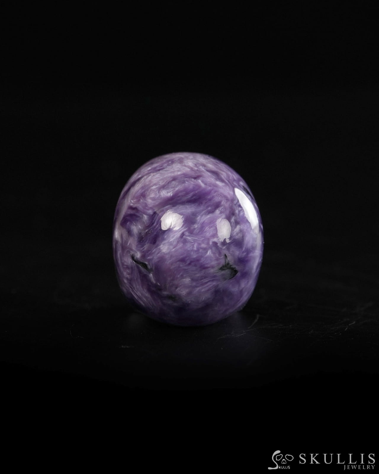 1.2’’ Russian Charoite Hand Carved Gem Skull Skullis Realistic - 9900372 - Tiny Gemstone Skull