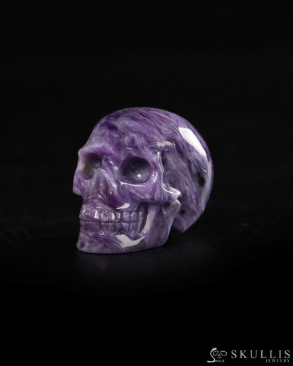 1.2’’ Russian Charoite Hand Carved Gem Skull Skullis Realistic - 9900372 - Tiny Gemstone Skull