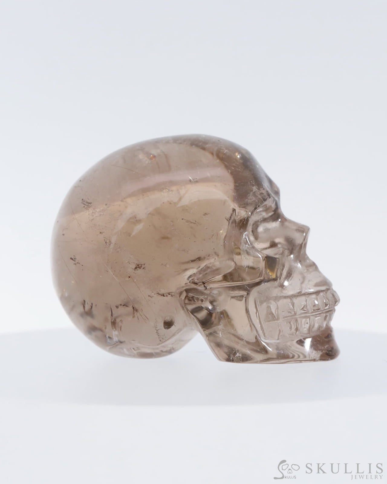 Gem Skull Of Smoky Quartz Rock Crystal Carved Realistic Tiny Gemstone