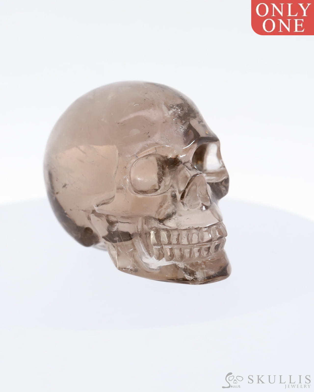 Gem Skull Of Smoky Quartz Rock Crystal Carved Realistic Tiny Gemstone