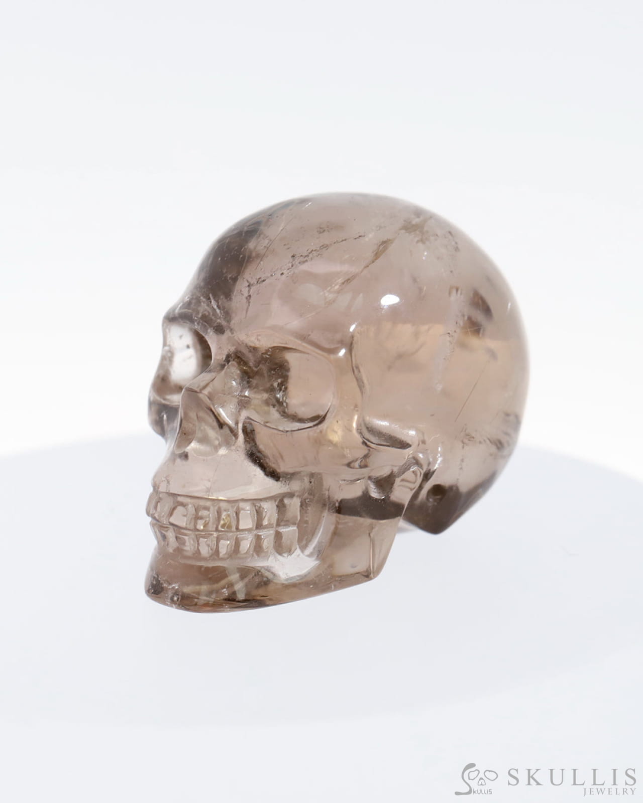 Gem Skull Of Smoky Quartz Rock Crystal Carved Realistic Tiny Gemstone