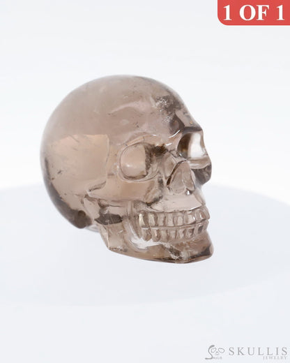 Gem Skull Of Smoky Quartz Rock Crystal Carved Realistic Tiny Gemstone