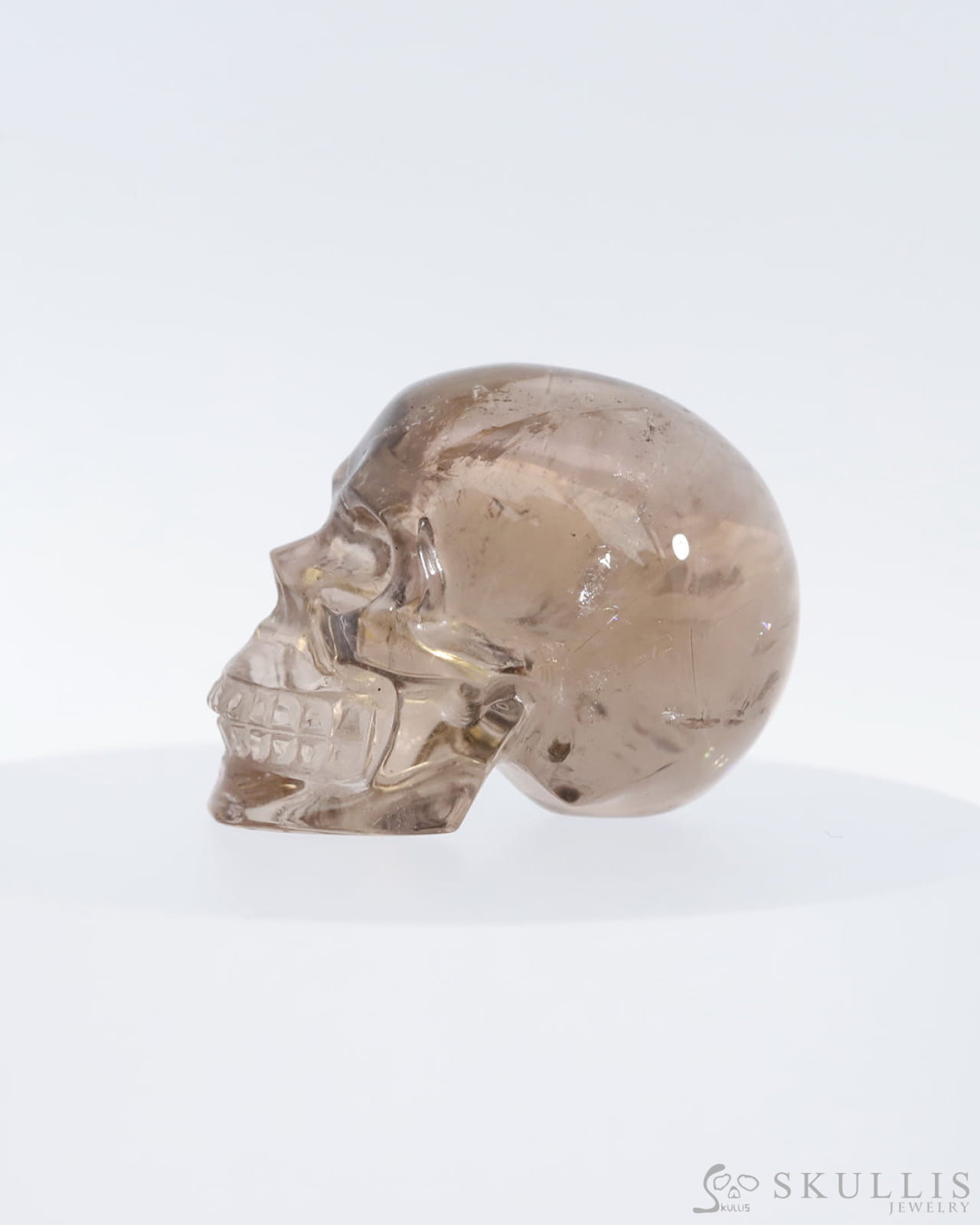 Gem Skull Of Smoky Quartz Rock Crystal Carved Realistic Tiny Gemstone