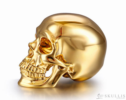 Nice 1.2’’ Solid 18K Gold Skull Super Realistic Tiny Gemstone