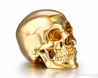 Nice 1.2’’ Solid 18K Gold Skull Super Realistic Tiny Gemstone