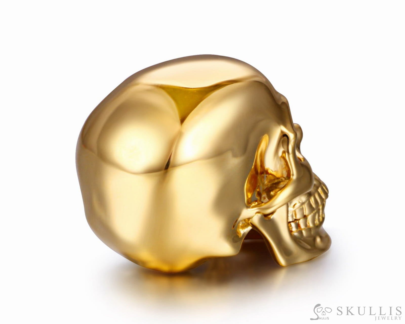 Nice 1.2’’ Solid 18K Gold Skull Super Realistic Tiny Gemstone