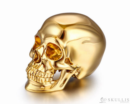 Nice 1.2’’ Solid 18K Gold Skull Super Realistic Tiny Gemstone