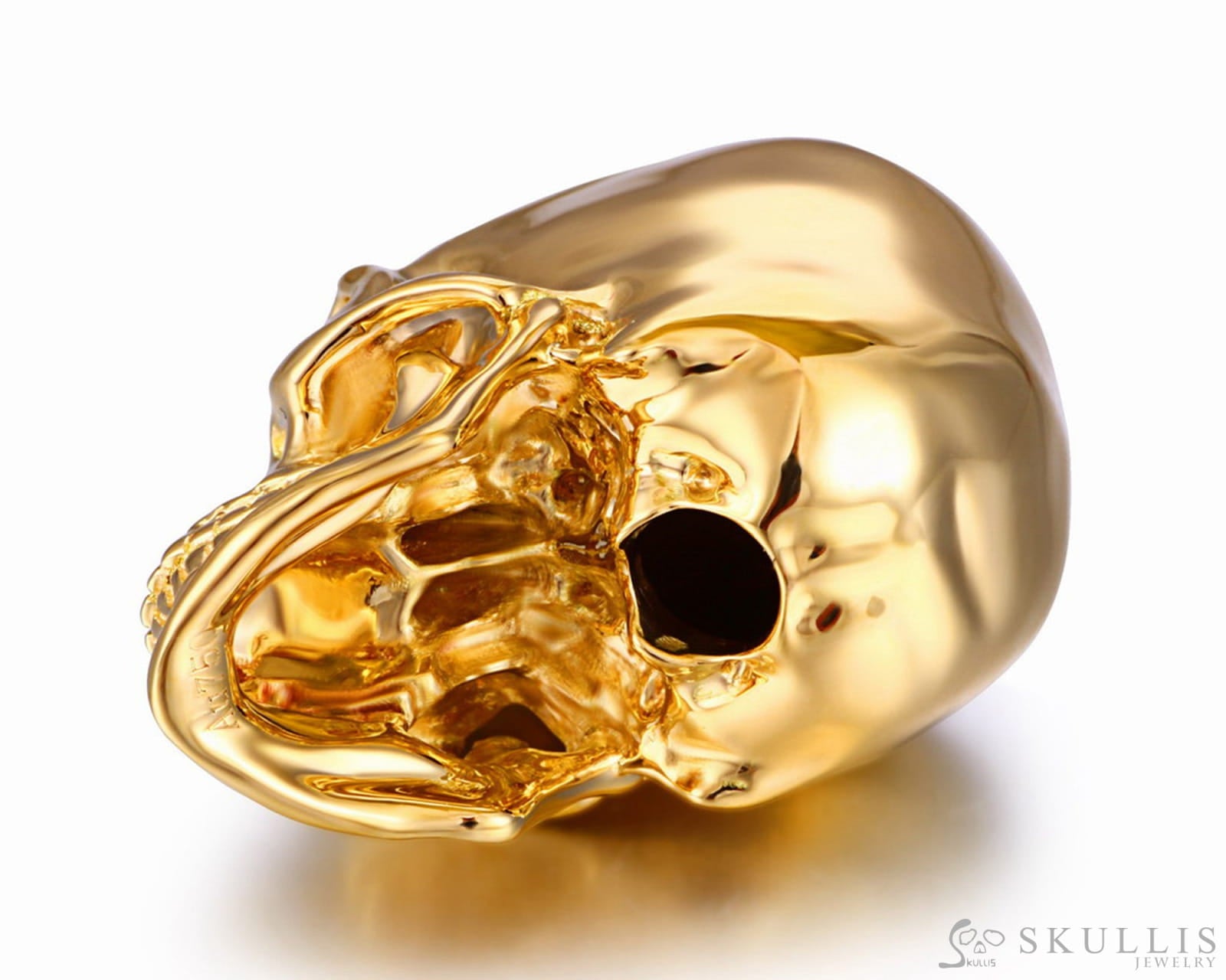 Nice 1.2’’ Solid 18K Gold Skull Super Realistic Tiny Gemstone