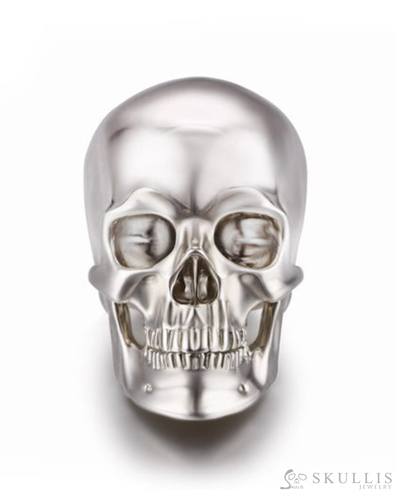 1.2’’ Solid 925 Sterling Silver Carved Gem Skull Skullis Realistic - S0000789 Tiny Gemstone