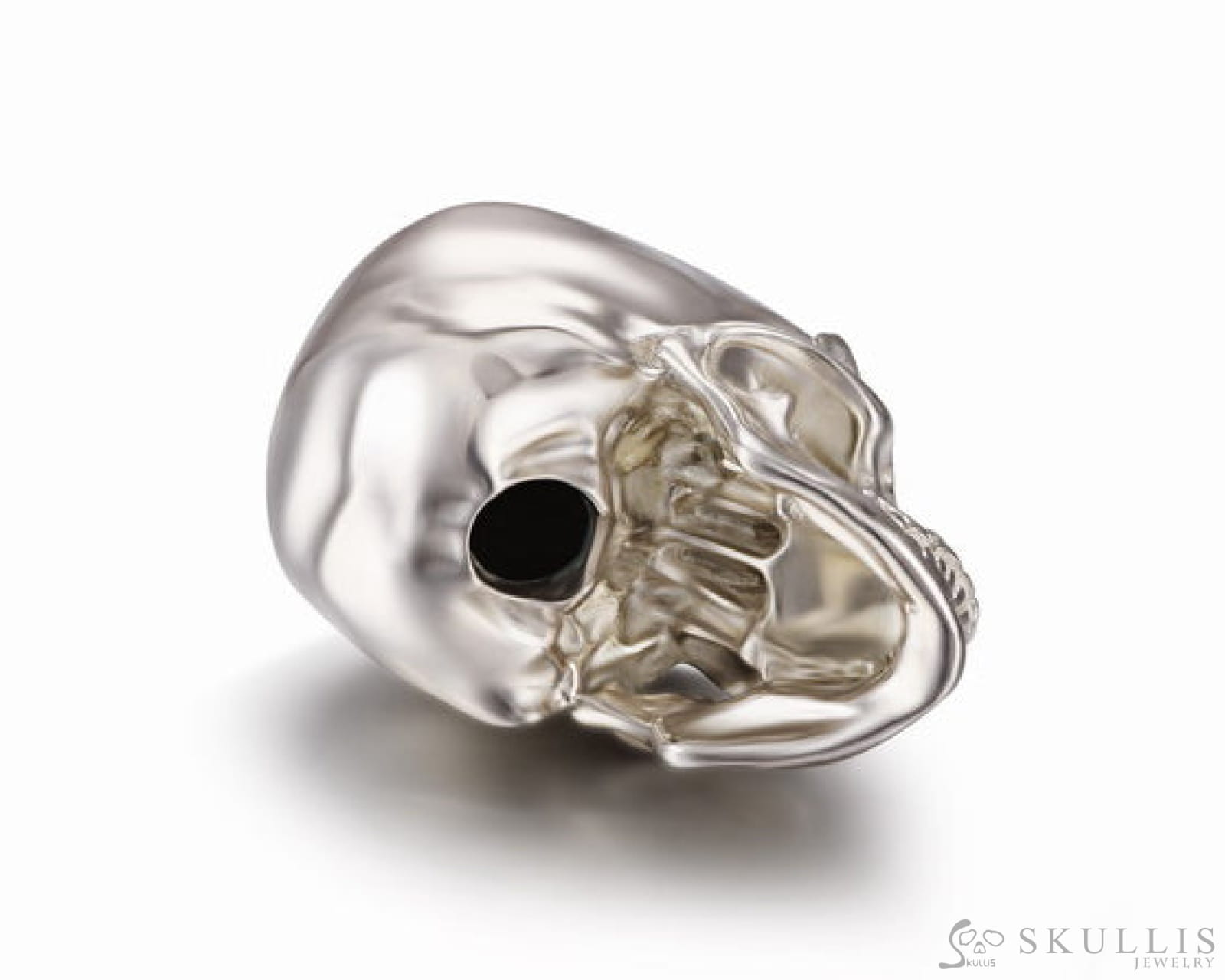 1.2’’ Solid 925 Sterling Silver Carved Gem Skull Skullis Realistic - S0000789 Tiny Gemstone