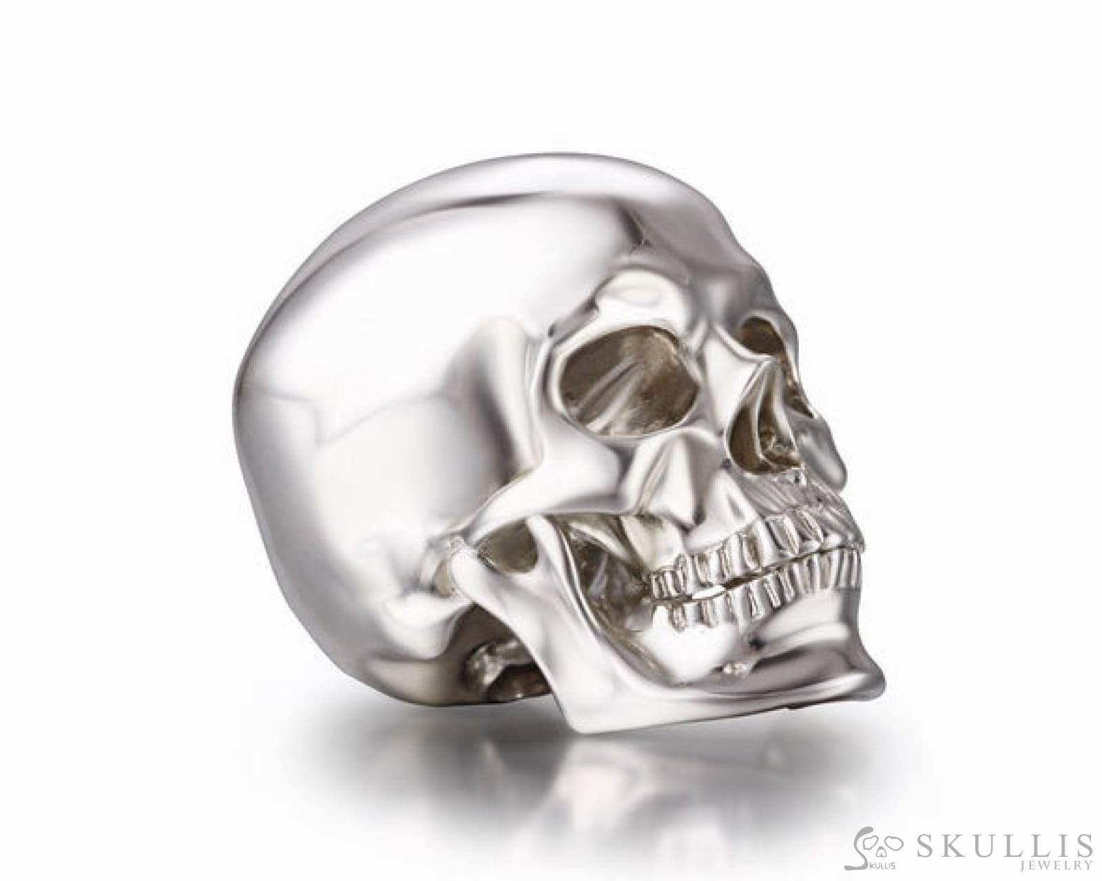 1.2’’ Solid 925 Sterling Silver Carved Gem Skull Skullis Realistic - S0000789 Tiny Gemstone