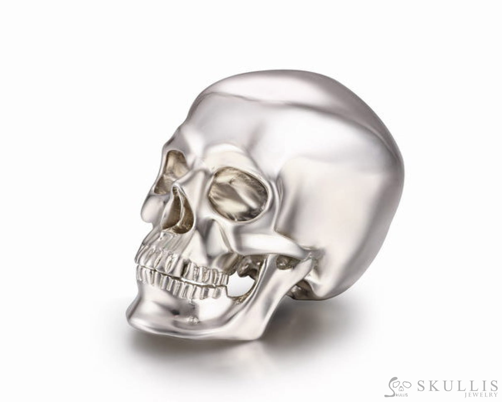 1.2’’ Solid 925 Sterling Silver Carved Gem Skull Skullis Realistic - S0000789 Tiny Gemstone