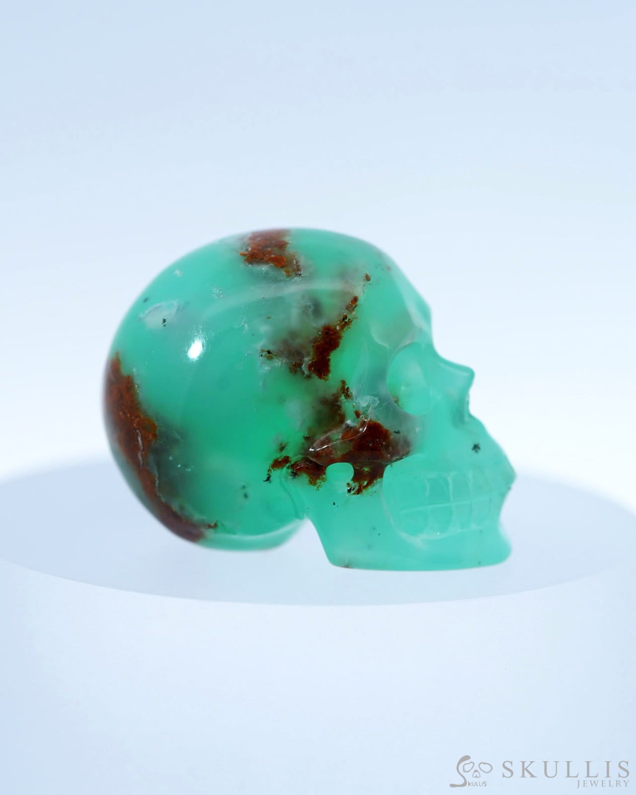 1.3’’ Chrysoprase Fluorite Carved Gem Skull Skullis Realistic - 9800090 Tiny Gemstone