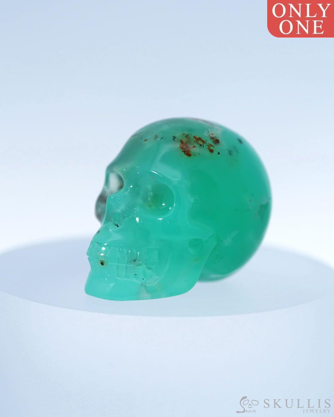 1.3’’ Chrysoprase Fluorite Carved Gem Skull Skullis Realistic - 9800090 Tiny Gemstone