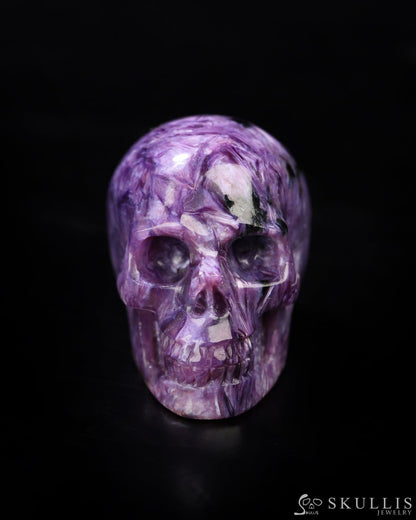 Rare 1.3’’ Russian Charoite Carved Gem Skull Skullis Realistic - 0800049 Tiny Gemstone Skull