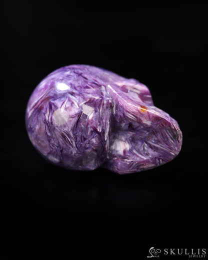 Rare 1.3’’ Russian Charoite Carved Gem Skull Skullis Realistic - 0800049 Tiny Gemstone Skull