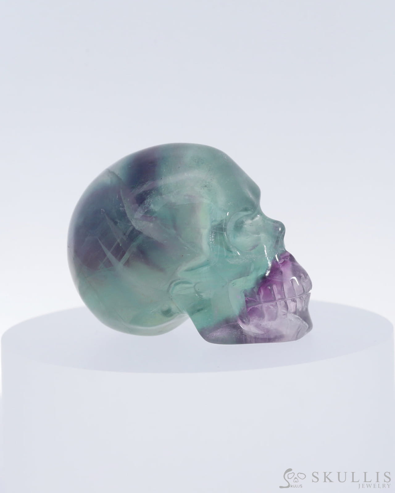 Gem Skull Of Fluorite Carved Realistic Tiny Gemstone