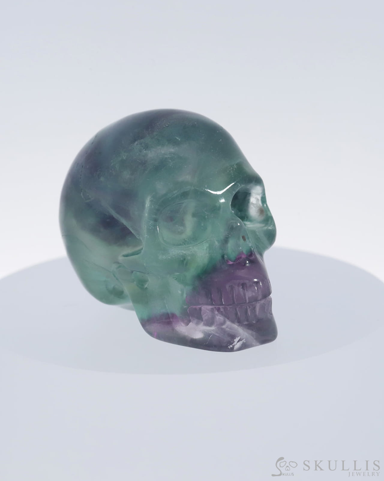 Gem Skull Of Fluorite Carved Realistic Tiny Gemstone