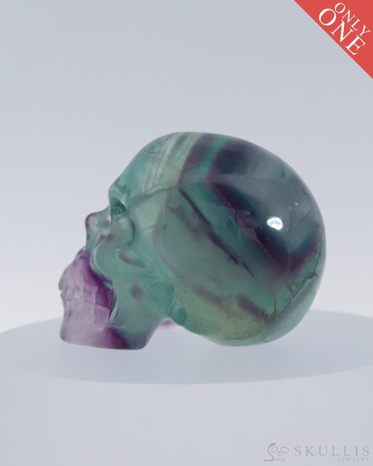 Gem Skull Of Fluorite Carved Realistic Tiny Gemstone