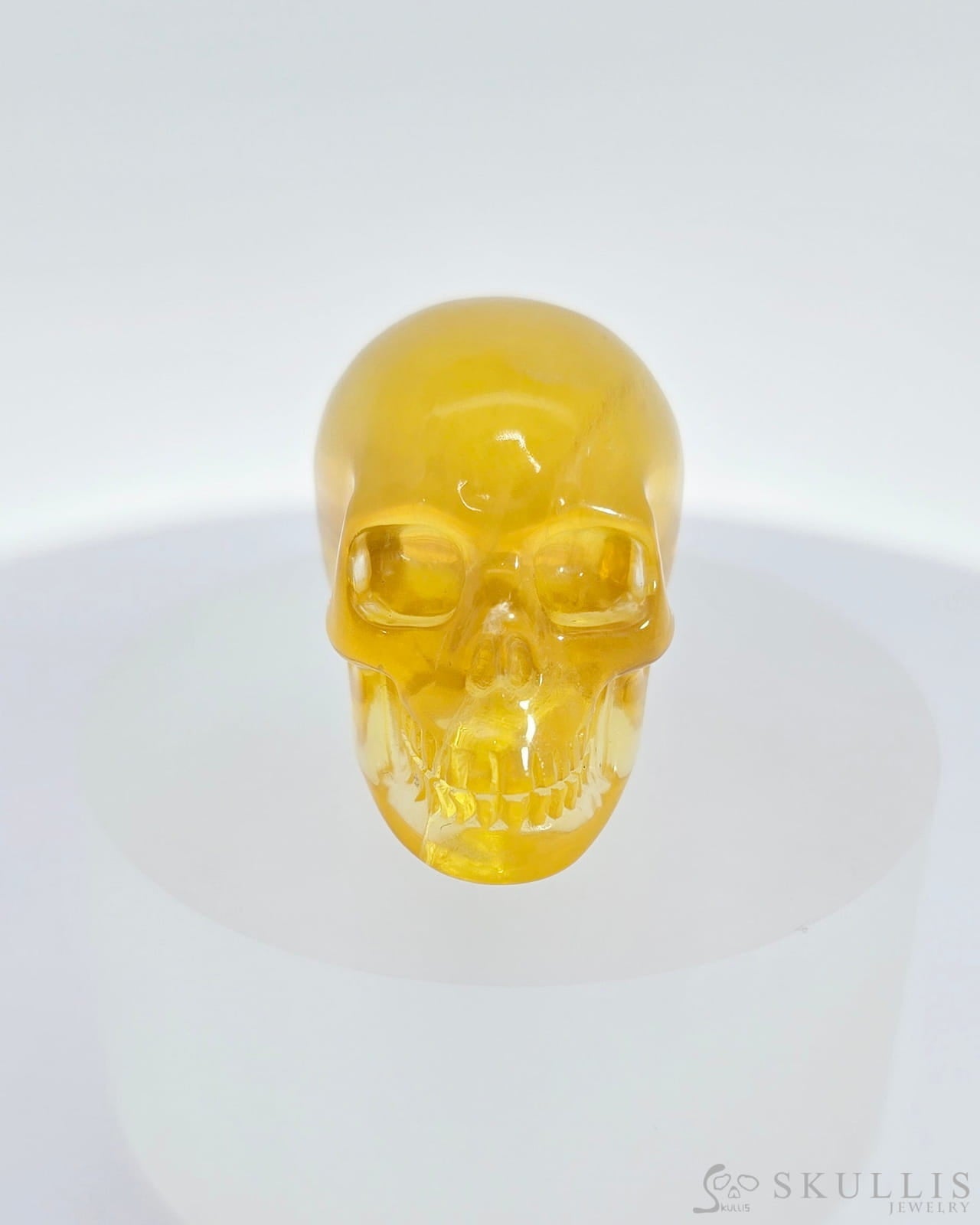 1.4’’ Orange Fluorite Carved Gem Skull Skullis Realistic - I9500067 Tiny Gemstone