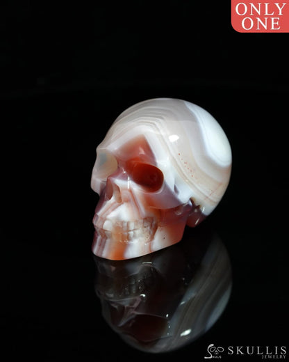 1.5’’ Mozambique Agate Carved Gem Skull Skullis Realistic - 0500045 Tiny Gemstone Skull