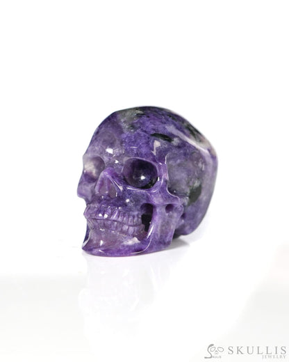 1.5’’ Russian Charoite Hand Carved Gem Skull Skullis Super Realistic - 9900530 - Tiny Gemstone Skull