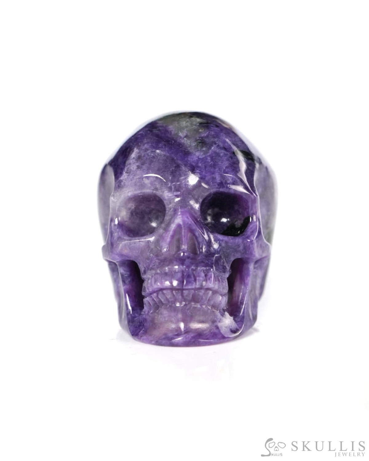 1.5’’ Russian Charoite Hand Carved Gem Skull Skullis Super Realistic - 9900530 - Tiny Gemstone Skull