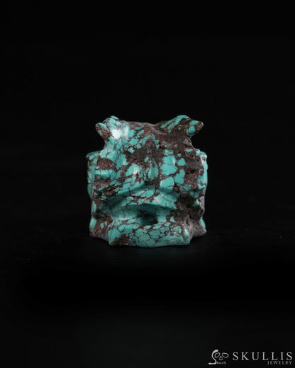 1.5’’ Spiderweb Turquoise (Matrix Turquoise) Hand Carved Gem Dragon Skull Skullis Realistic - 9900365 - Tiny Gemstone