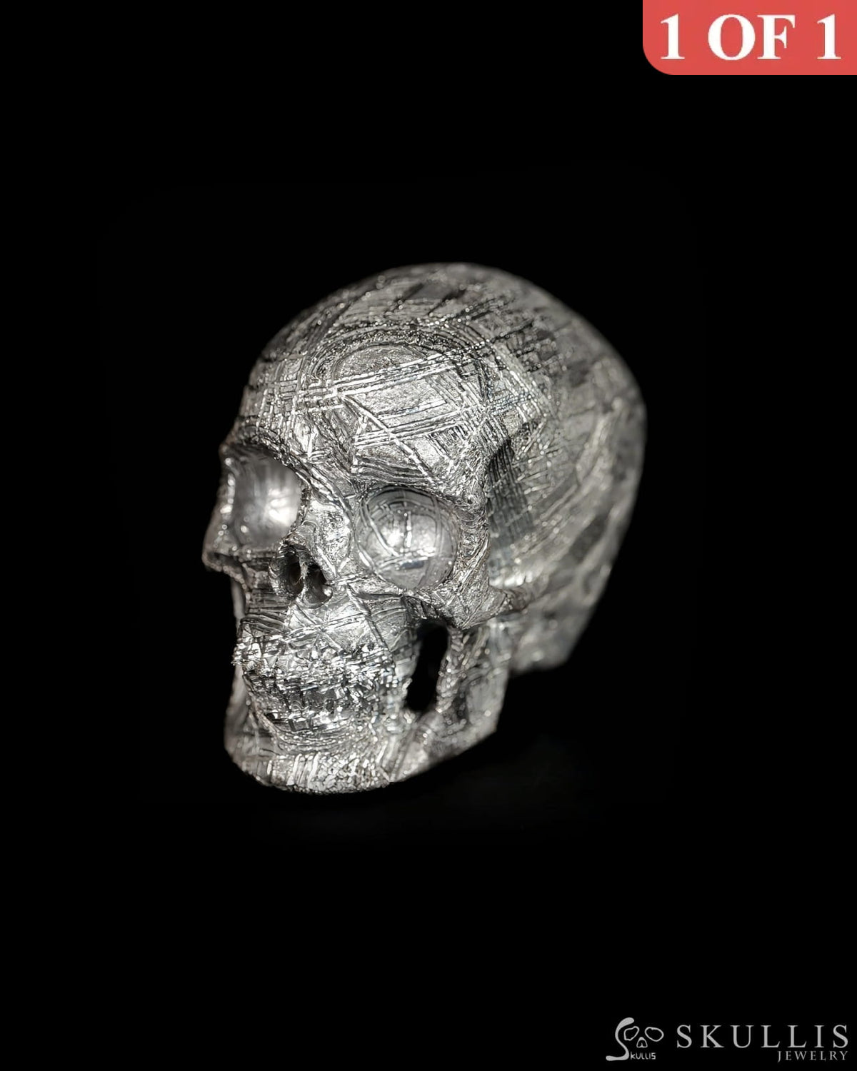 1.5’’ Sweden Meteorite Carved Gem Skull Skullis Super Realistic - 9500250 - Tiny Gemstone Skull