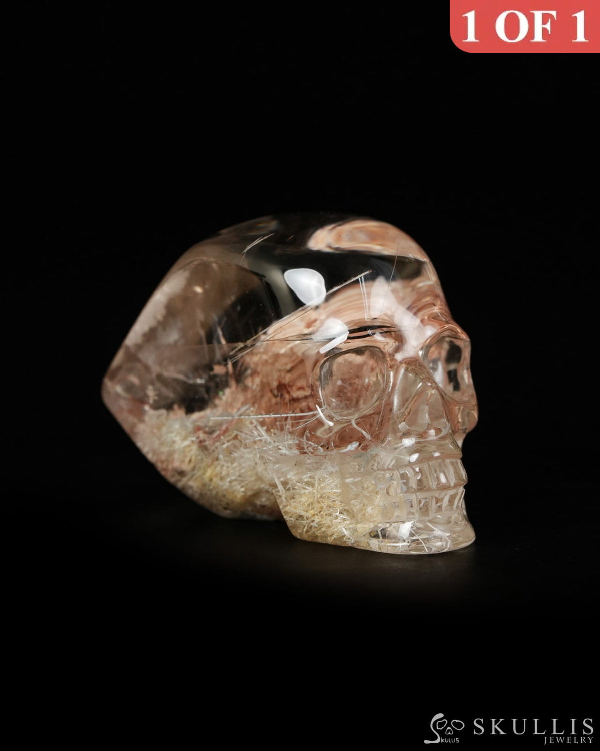 1.6’’ Phantom Quartz Rock Crystal Hand Carved Crystal Skull Sculpture Crystal Healing - 9900529 - Tiny Gemstone Skull