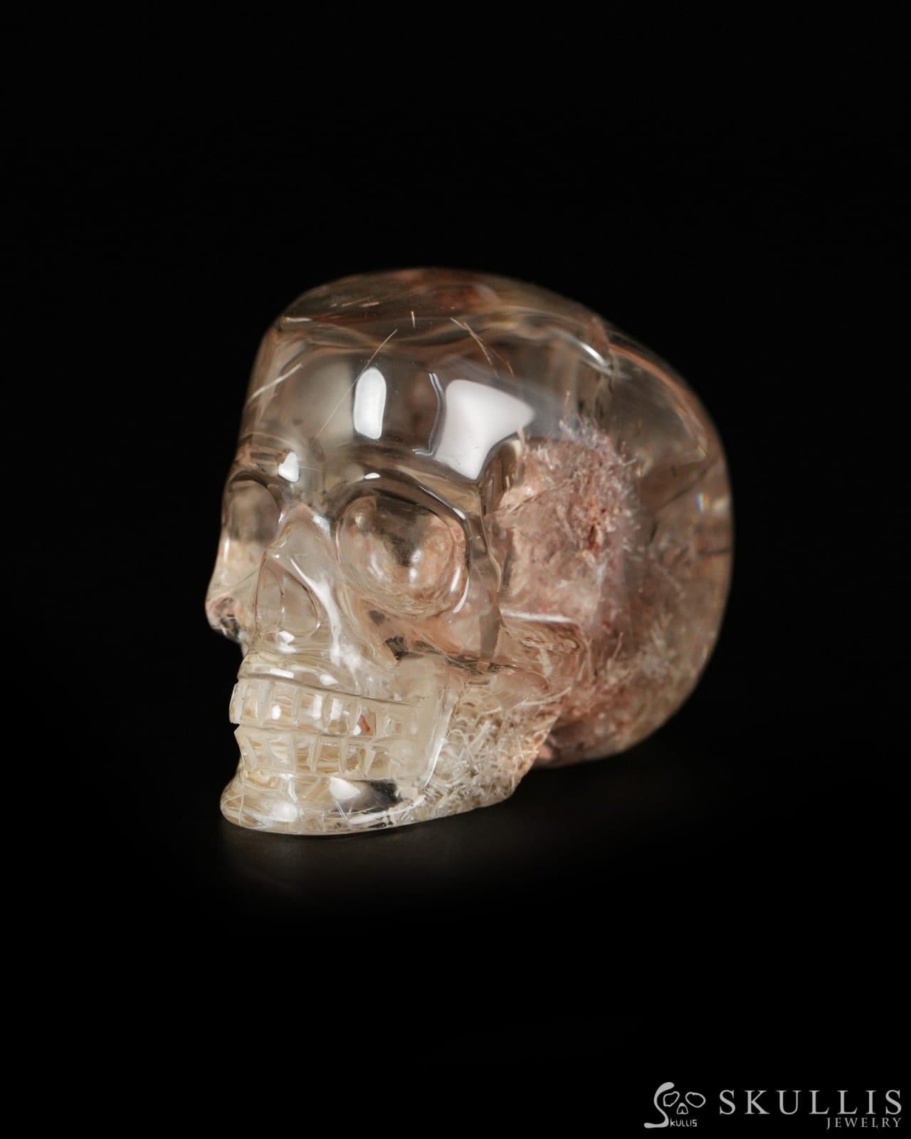 1.6’’ Phantom Quartz Rock Crystal Hand Carved Crystal Skull Sculpture Crystal Healing - 9900529 - Tiny Gemstone Skull