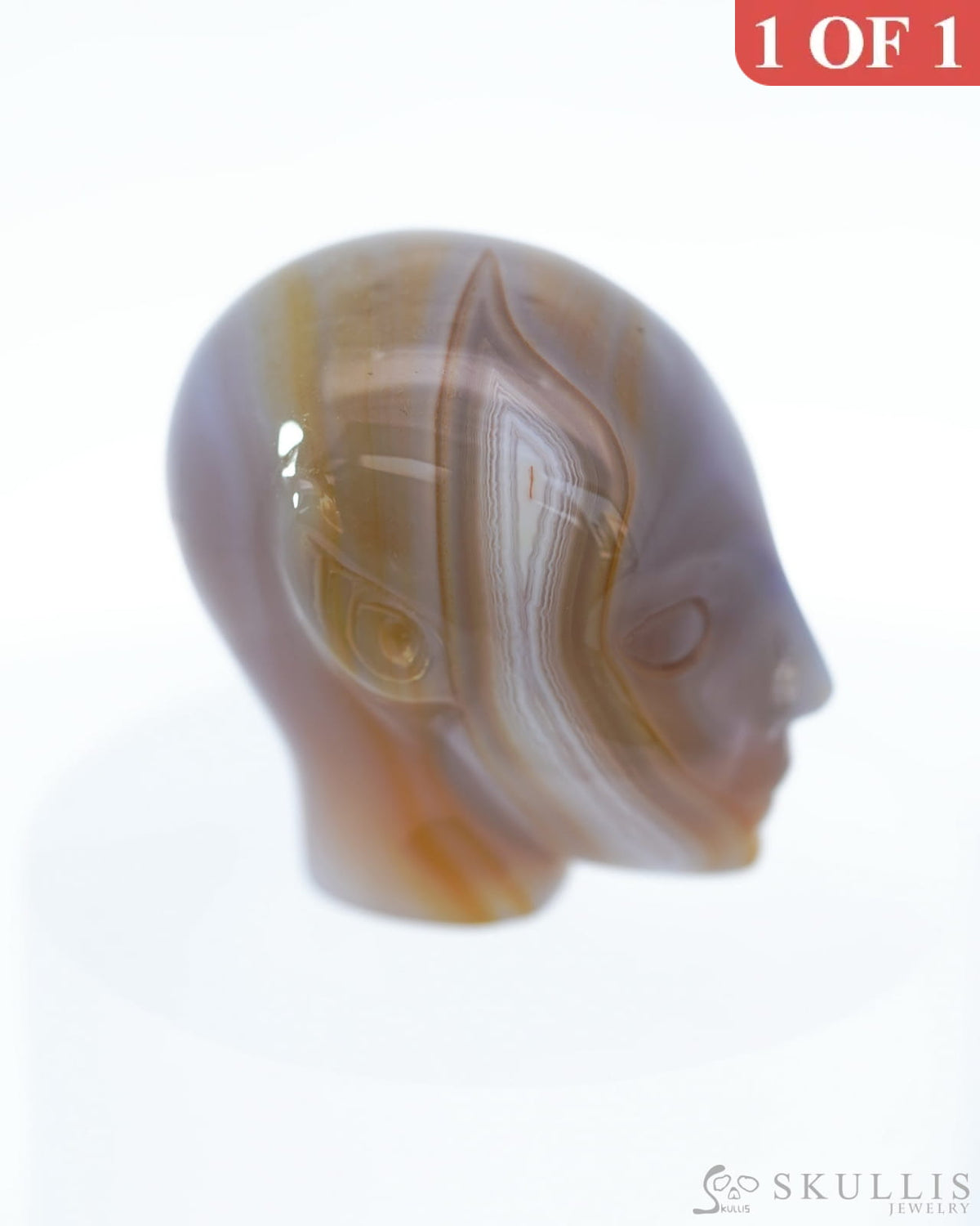 1.7’’ Agate Carved Gem Skull Skullis Realistic - 9500098 Tiny Gemstone
