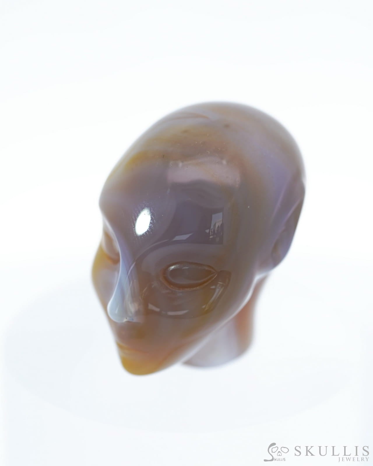 1.7’’ Agate Carved Gem Skull Skullis Realistic - 9500098 Tiny Gemstone