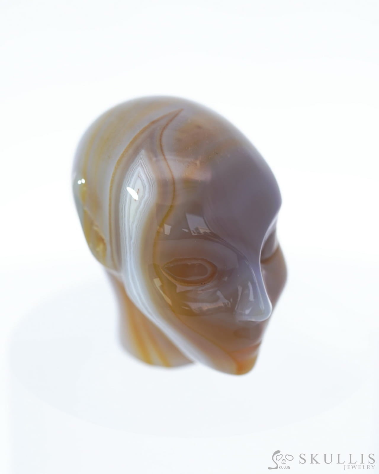 1.7’’ Agate Carved Gem Skull Skullis Realistic - 9500098 Tiny Gemstone