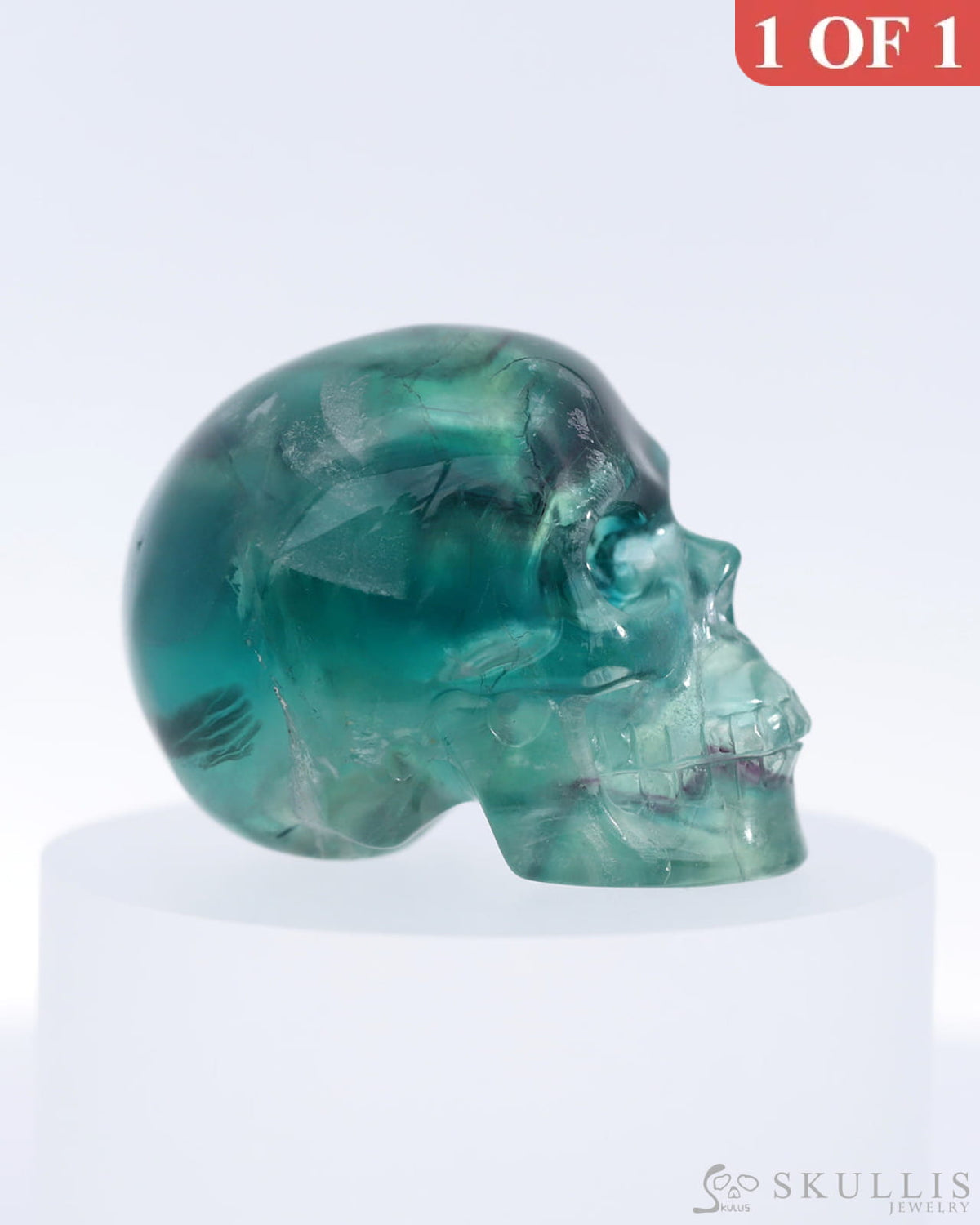 Gem Skull Of Fluorite Carved Realistic Tiny Gemstone