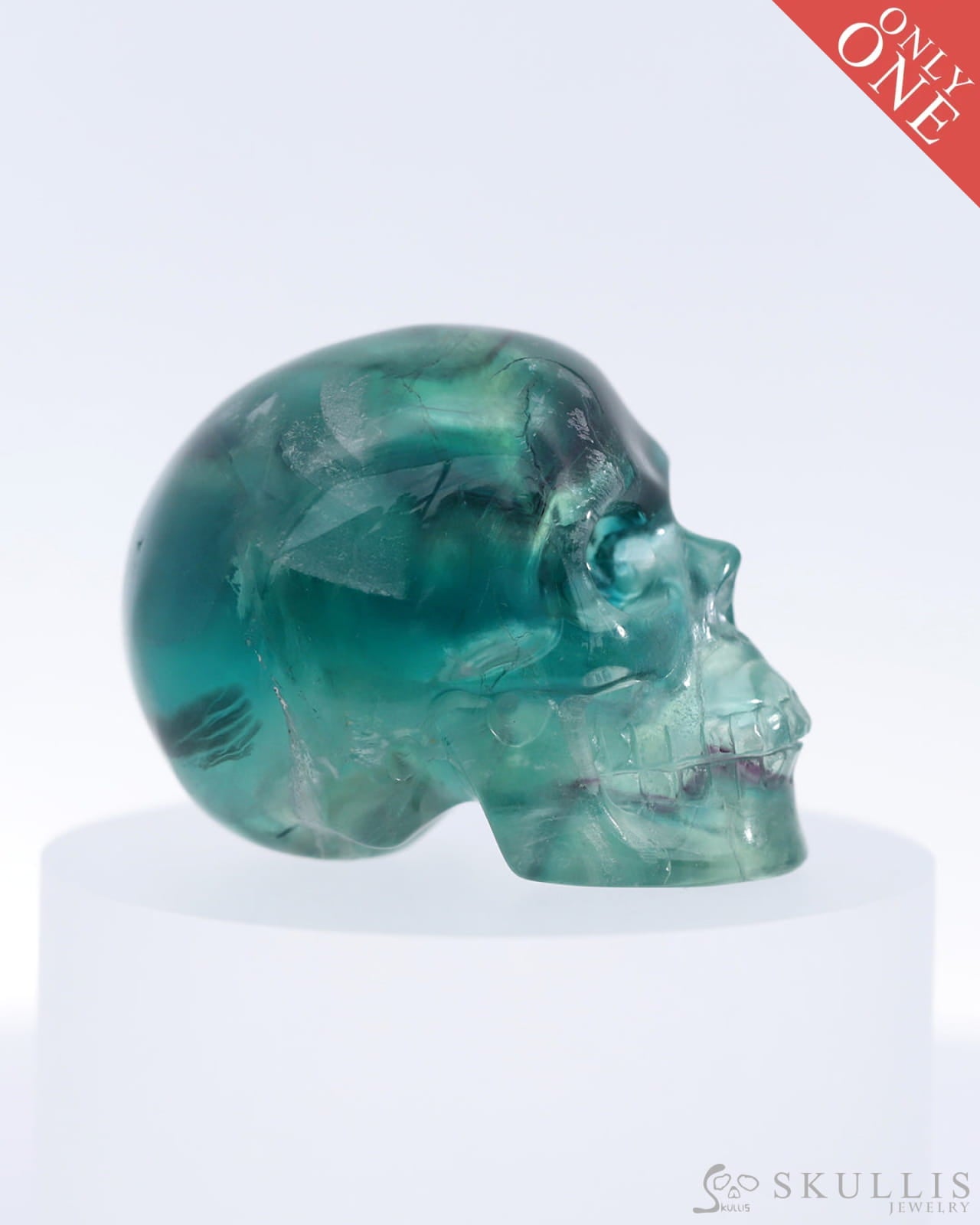 Gem Skull Of Fluorite Carved Realistic Tiny Gemstone