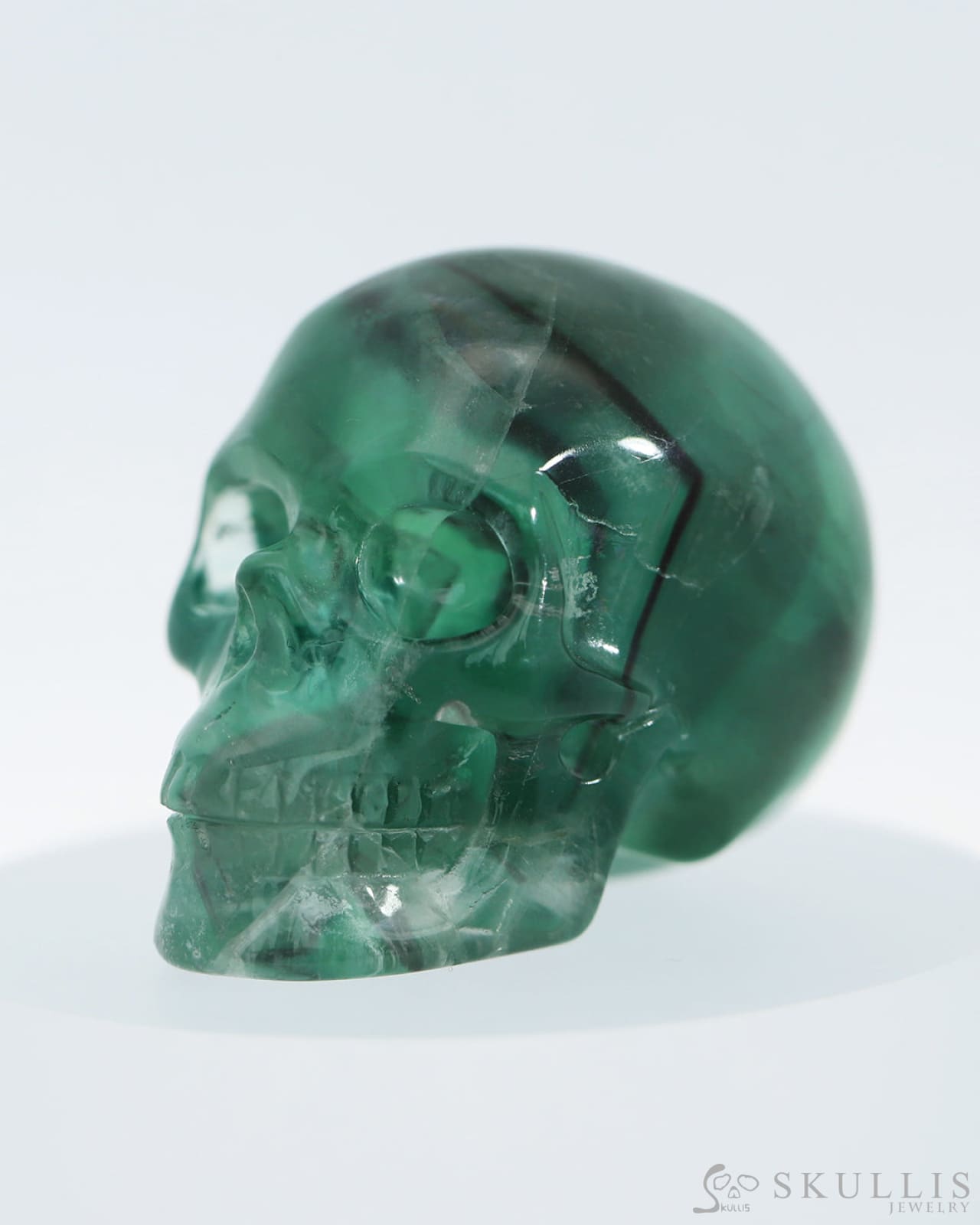 Gem Skull Of Fluorite Carved Realistic Tiny Gemstone