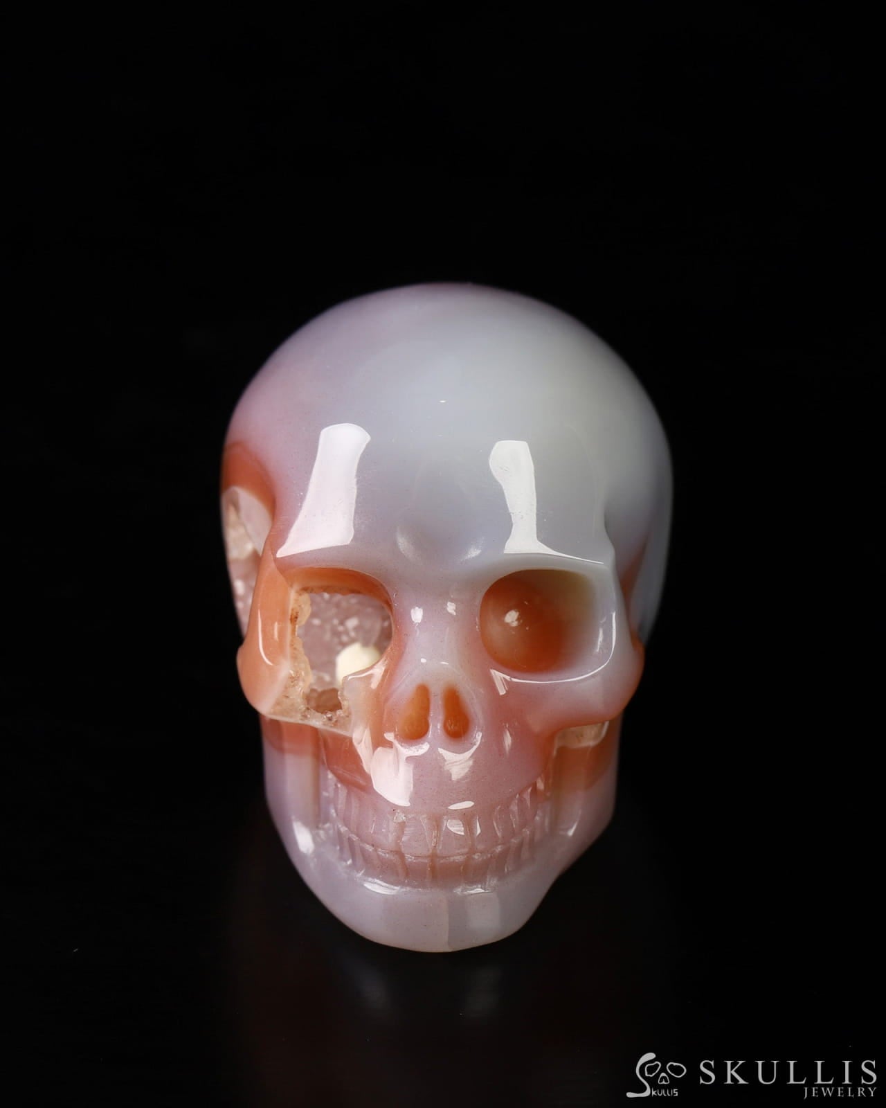 1.8’’ Mozambique Agate Carved Gem Skull Skullis Realistic - 9800018 Tiny Gemstone