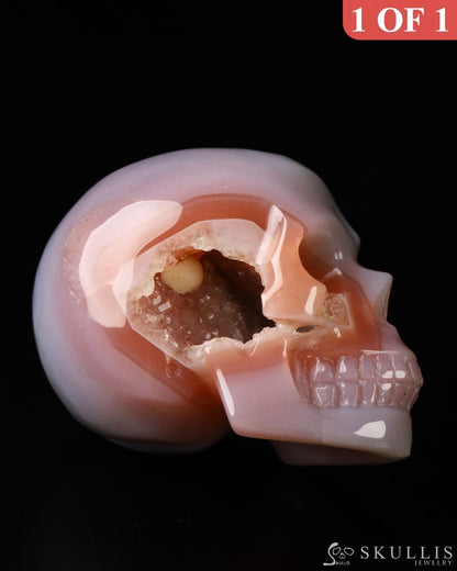 1.8’’ Mozambique Agate Carved Gem Skull Skullis Realistic - 9800018 Tiny Gemstone