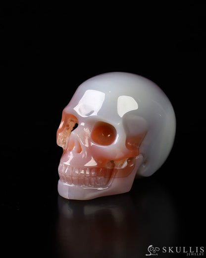 1.8’’ Mozambique Agate Carved Gem Skull Skullis Realistic - 9800018 Tiny Gemstone