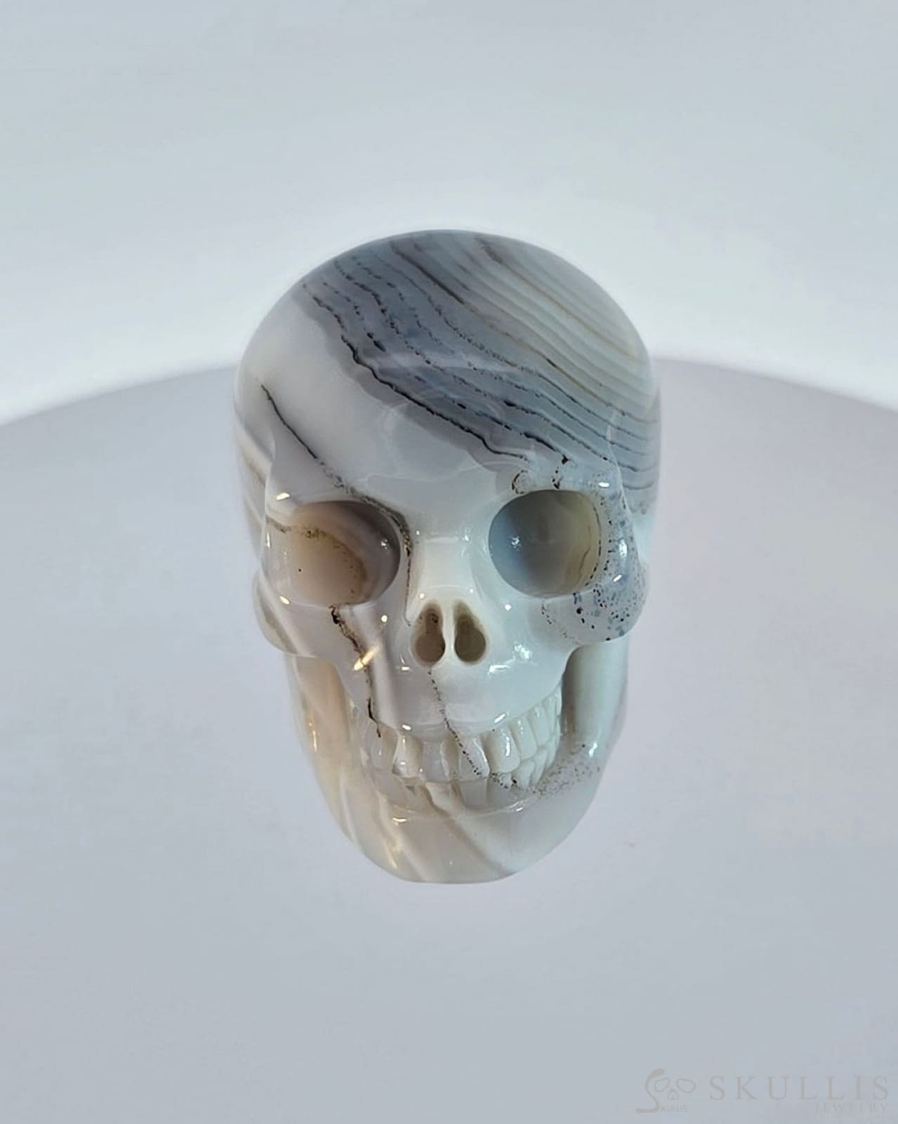 Gem Skull Of Agate Carved Realistic Tiny Gemstone