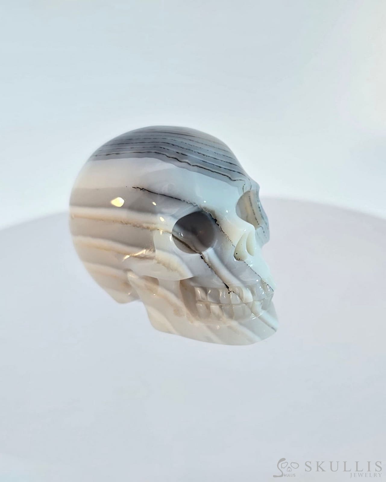 Gem Skull Of Agate Carved Realistic Tiny Gemstone