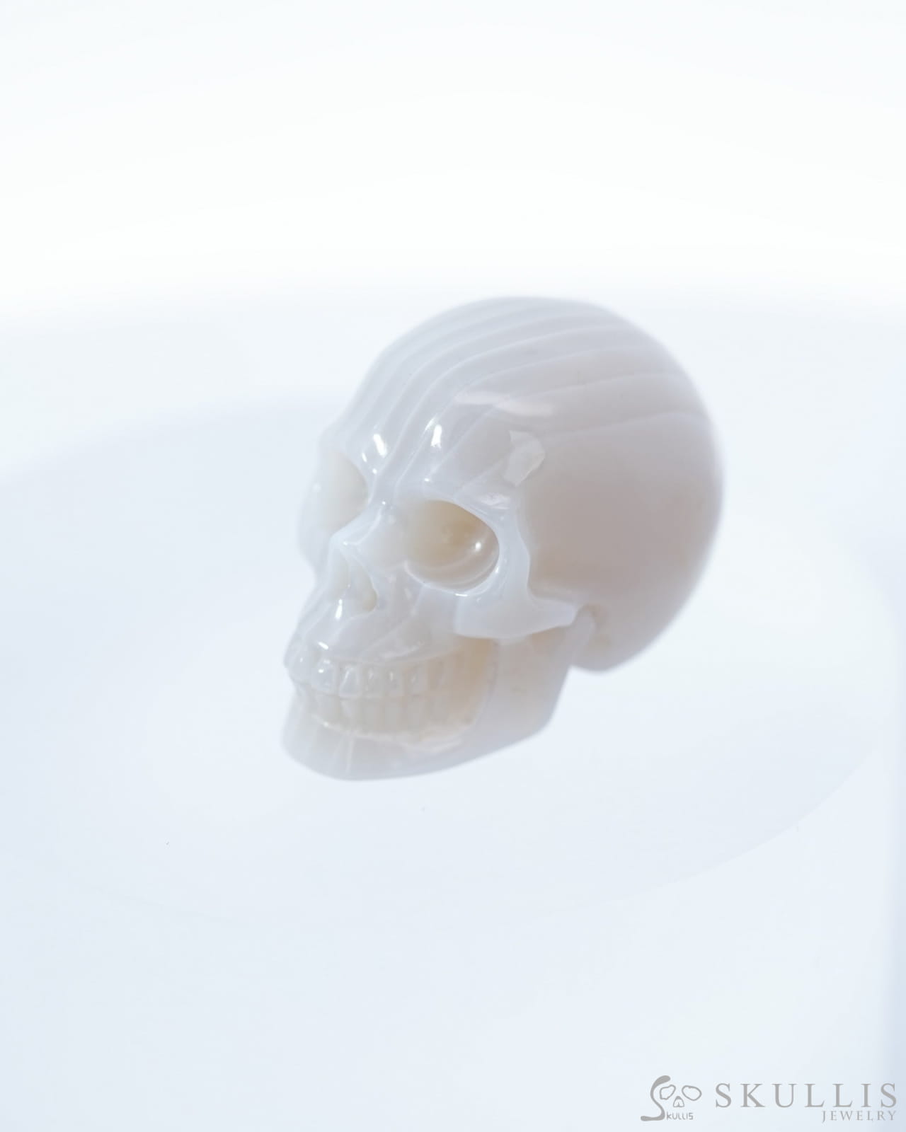 1.1’’ Agate Carved Gem Skull Skullis Realistic - 9500093 Tiny Gemstone