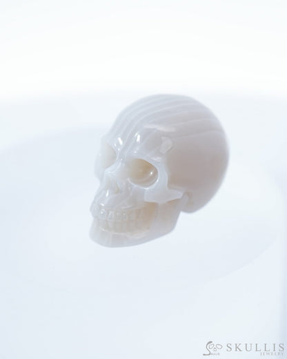 1.1’’ Agate Carved Gem Skull Skullis Realistic - 9500093 Tiny Gemstone
