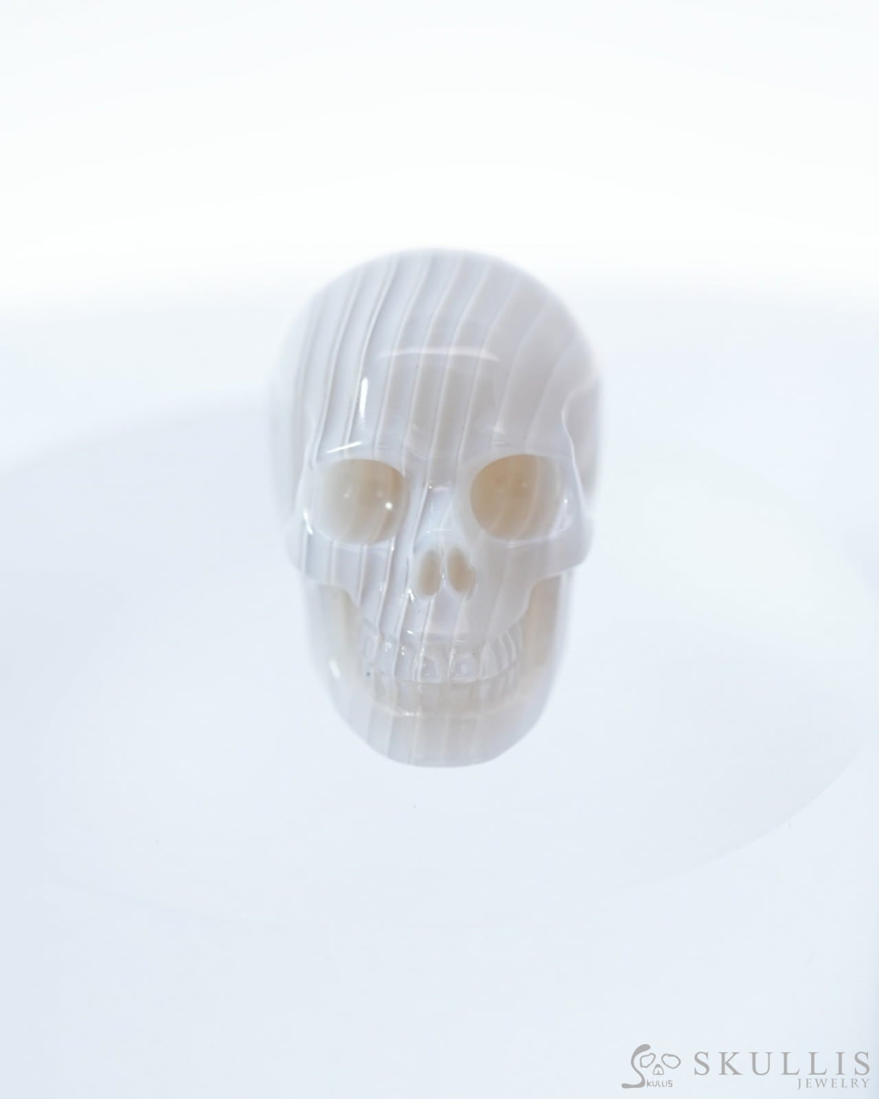 1.1’’ Agate Carved Gem Skull Skullis Realistic - 9500093 Tiny Gemstone