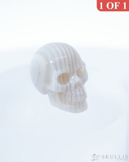 1.1’’ Agate Carved Gem Skull Skullis Realistic - 9500093 Tiny Gemstone
