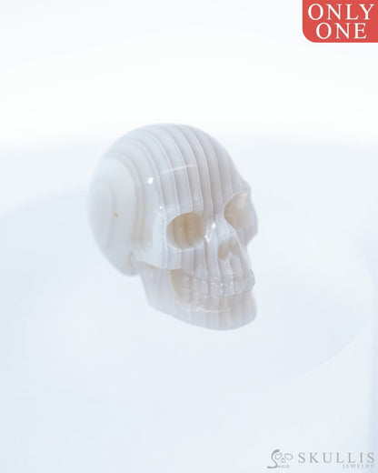 1.1’’ Agate Carved Gem Skull Skullis Realistic - 9500093 Tiny Gemstone