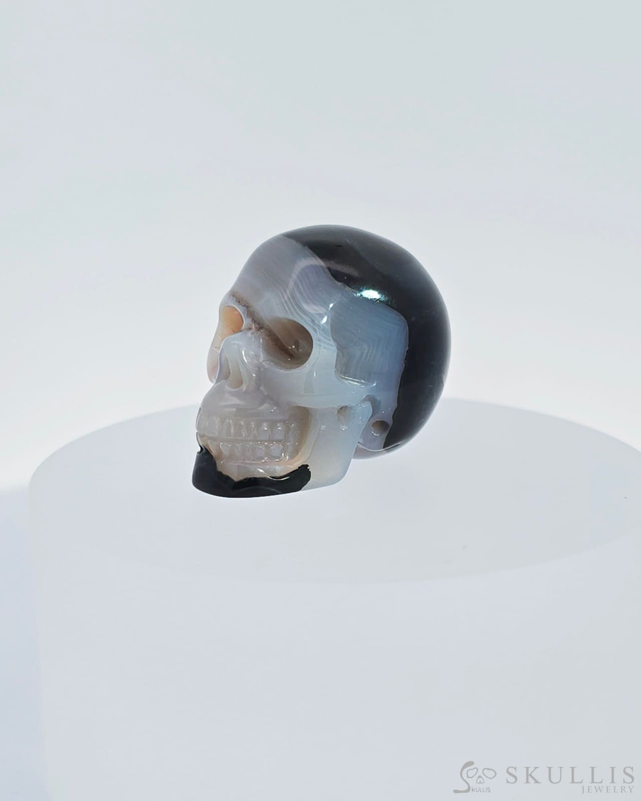 1.1’’ Agate Carved Gem Skull Skullis Realistic - 9800078 Tiny Gemstone